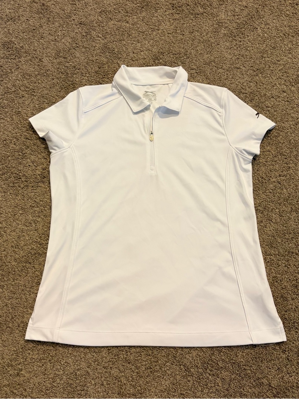 Slazenger Women’s White Short-Sleeve Golf Half Zip Polo Size Medium